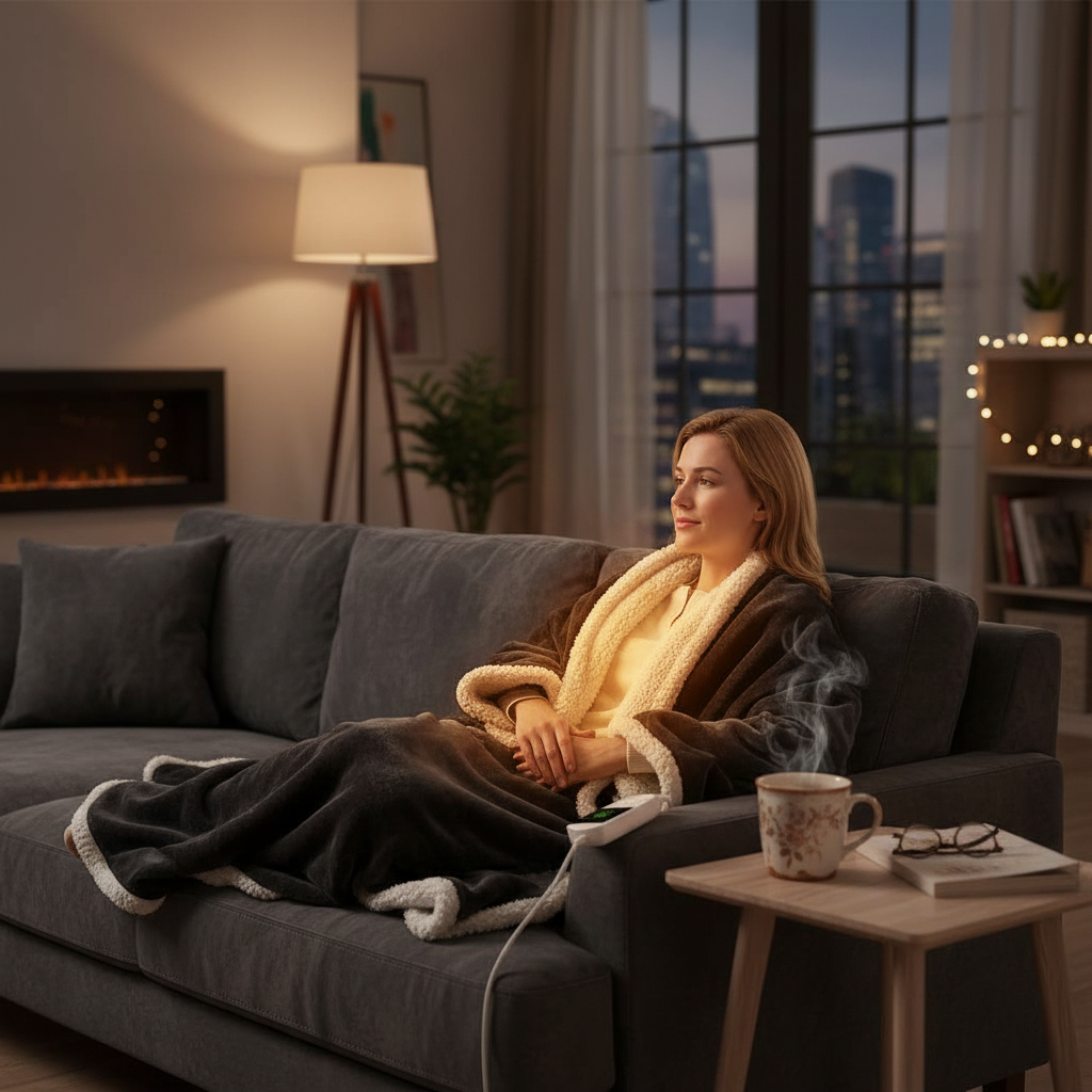 Wearable Heating Blanket European Style Electric Heated Blanket 6 Heat Levels Embrace the Cold with Warmth